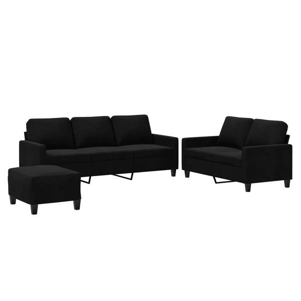 vidaXL Ensemble de canap&eacute;s 3 pcs avec coussins Noir Velours