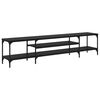 vidaXL Meuble TV Ch&ecirc;ne noir 201 x 35 x 45 cm Bois d'ing&eacute;nierie et fer