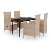 vidaXL Ensemble &agrave; manger de jardin avec coussins 5 pcs Beige