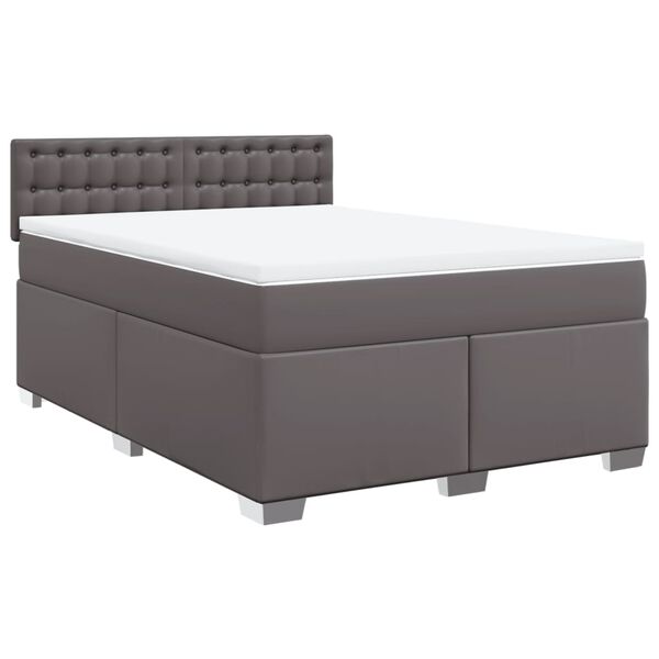 vidaXL Sommier à lattes de lit avec matelas Gris 140x190 cm Similicuir
