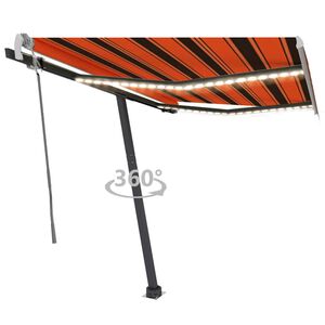 vidaXL Auvent manuel r&eacute;tractable avec LED 300x250 cm Orange et marron