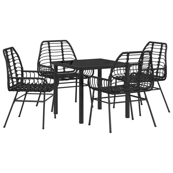 vidaXL Ensemble de salle à manger pour jardin 5 pcs Noir polyrotin