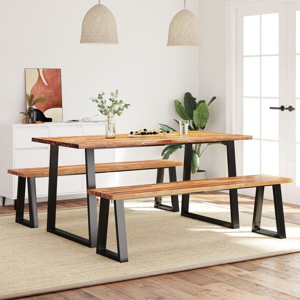 vidaXL Ensemble à manger 3 pcs avec bord vivant bois massif d'acacia
