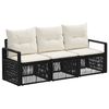 vidaXL Ensemble de canap&eacute; de jardin 3 pcs Noir polyrotin