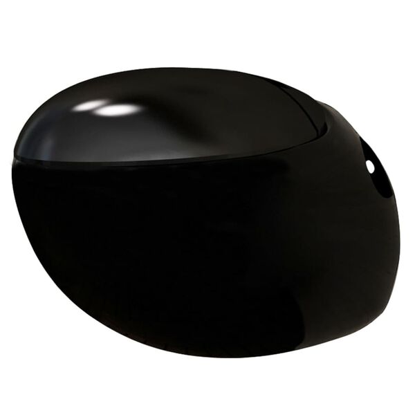 vidaXL Toilette murale avec r&eacute;servoir cach&eacute; Design d&rsquo;&oelig;uf Noir