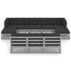 vidaXL Salon de jardin 10 pcs avec coussins Gris Bois de pin massif
