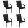 vidaXL Chaises empilables d'ext&eacute;rieur lot de 4 R&eacute;sine tress&eacute;e Noir