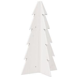 vidaXL Arbre de No&euml;l en bois pour d&eacute;coration blanc 69,5 cm pin massif