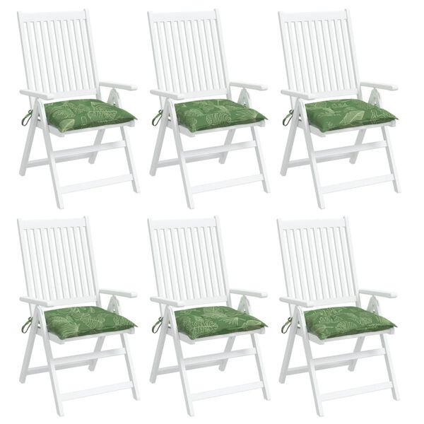 vidaXL Coussins de chaise lot de 6 &agrave; motif de feuilles 50x50x7 cm