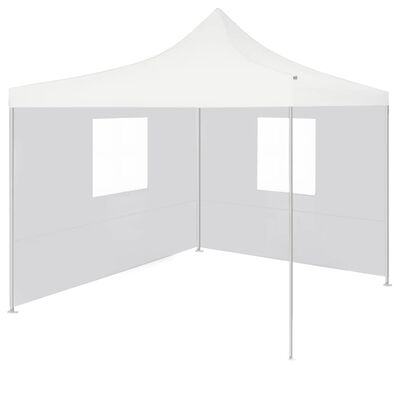 vidaXL Tente de réception pliable avec 2 parois 3x3 m Acier Blanc