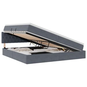 vidaXL Lit de Rangement avec matelas Gris fonc&eacute; 200 x 200 cm Velours
