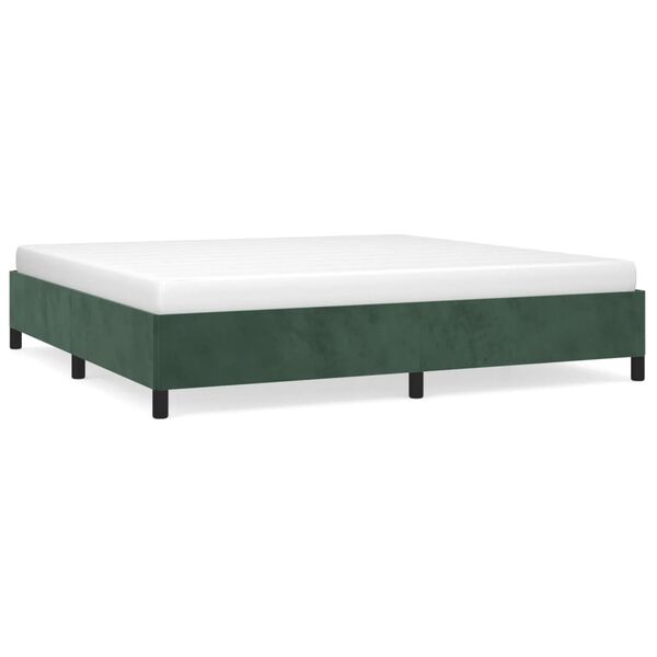 vidaXL Cadre de lit sans matelas vert fonc&eacute; 200x200 cm velours