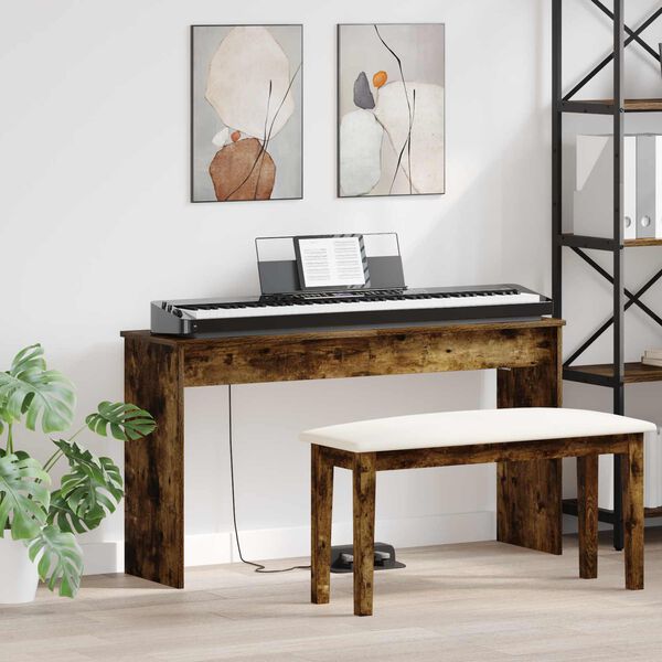 vidaXL Stand de clavier Ch&ecirc;ne fum&eacute; 120 x 32 x 64 cm Bois d'ing&eacute;nierie