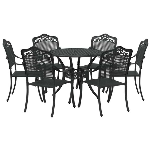 vidaXL Ensemble de salle &agrave; manger pour jardin 7 pcs Noir Aluminium