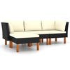 vidaXL Salon de jardin 4 pcs avec coussins R&eacute;sine tress&eacute;e Noir