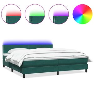 vidaXL Sommier &agrave; lattes de lit et matelas et LED vert fonc&eacute; 180x220cm velours