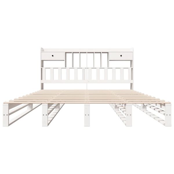 vidaXL Lit biblioth&egrave;que sans matelas blanc 180x200 cm bois pin massif