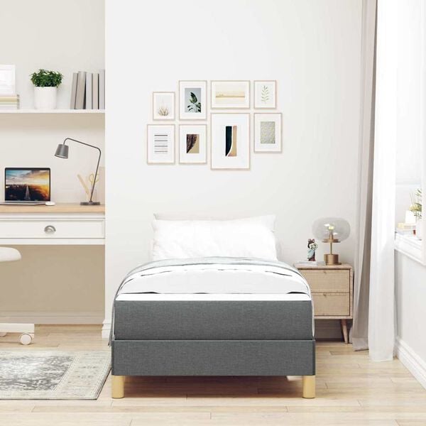 vidaXL Lit &agrave; ressorts avec matelas Gris fonc&eacute; 100 x 200 cm tissu