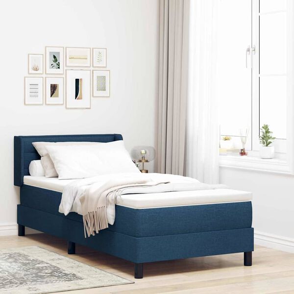 vidaXL Lit &agrave; ressorts avec matelas Bleu 190 x 90 cm Polyester