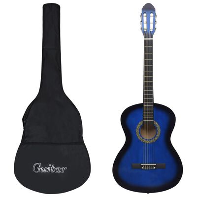 vidaXL Guitare classique avec sac pour débutants Bleu 4/4 39"