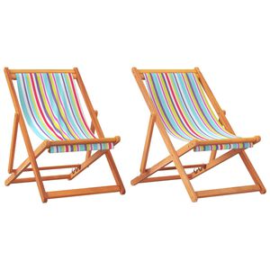 vidaXL Chaises pliantes 2 pi&egrave;ces Tissu multicolore