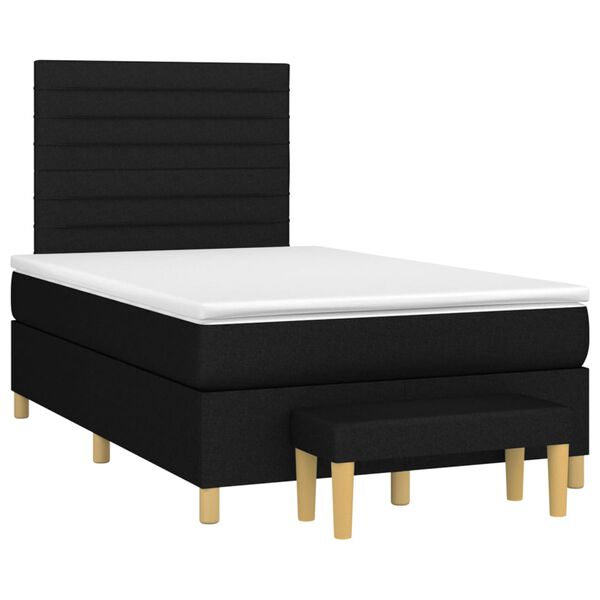 vidaXL Sommier &agrave; lattes de lit avec matelas Noir 120x200 cm Tissu