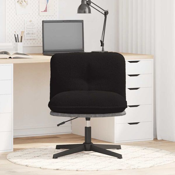 vidaXL Chaise pivotante de bureau noir boucl&eacute; comme de la laine tissu