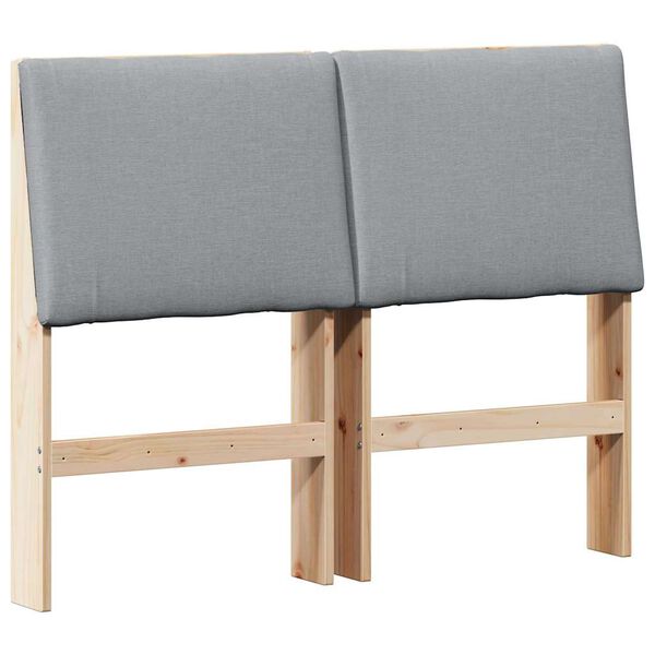 vidaXL T&ecirc;te de lit capitonn&eacute;e Gris clair 120 cm Pin massif