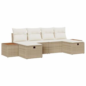 vidaXL Ensemble de canap&eacute; de jardin 6 pcs Beige Poly rotin