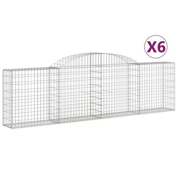 vidaXL Paniers à gabions arqués 6 pcs 300x30x80/100 cm fer galvanisé