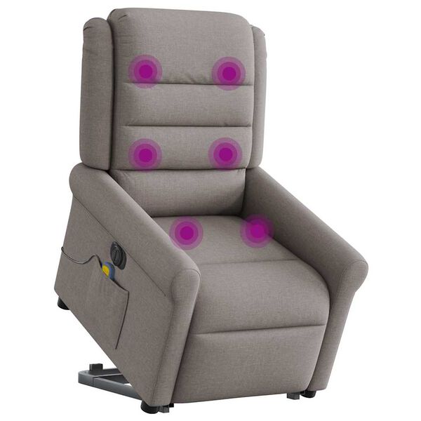 vidaXL Fauteuil inclinable de massage électrique Taupe Tissu