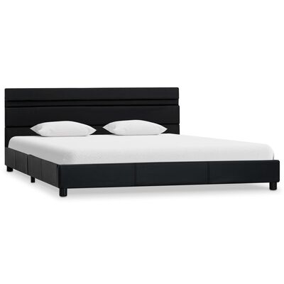 vidaXL Cadre de lit avec LED Noir Similicuir 140 x 200 cm