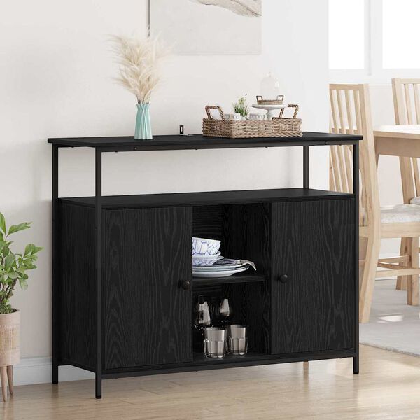 vidaXL Buffet Ch&ecirc;ne noir 100 x 35 x 80 cm Bois d'ing&eacute;nierie