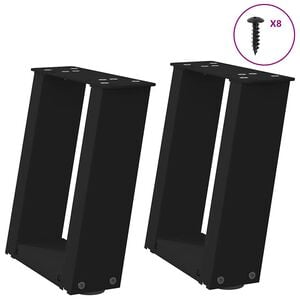 vidaXL Pieds de table basse en U 2 pi&egrave;ces Noir 30 x (30-31) cm Acier