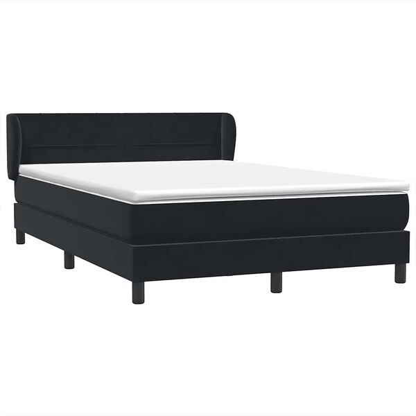 vidaXL Sommier &agrave; lattes de lit avec matelas noir 160x210 cm velours