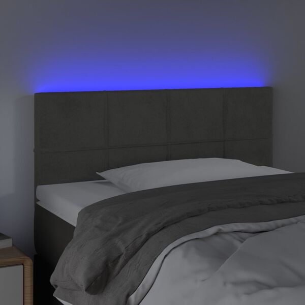 vidaXL T&ecirc;te de lit &agrave; LED Gris fonc&eacute; 90x5x78/88 cm Velours
