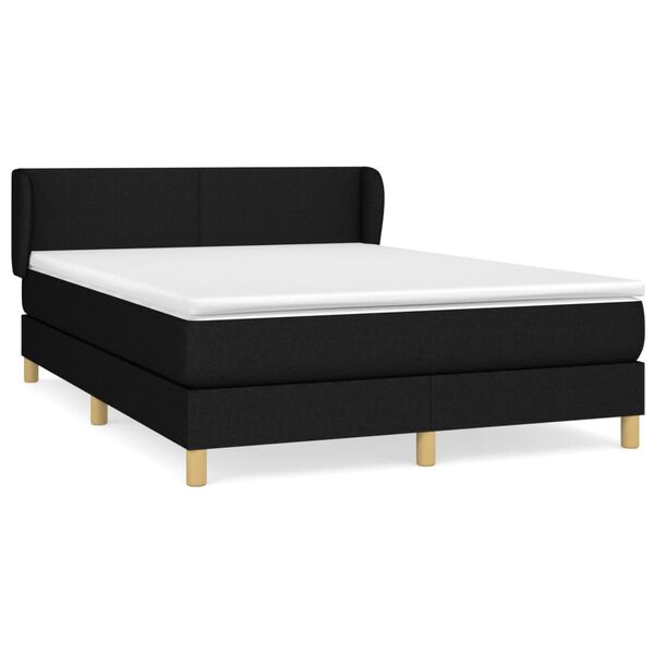 vidaXL Sommier &agrave; lattes de lit avec matelas Noir 140x200 cm Tissu