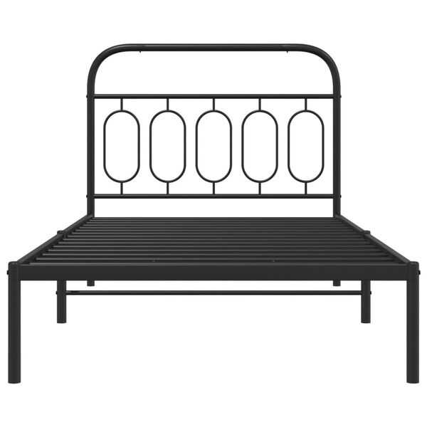 vidaXL Cadre de lit m&eacute;tal sans matelas avec t&ecirc;te de lit noir 100x190cm