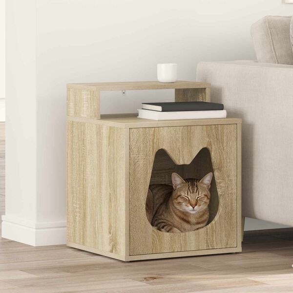 vidaXL Maison pour chat Sonoma 42,5 x 40 x 53,5 cm Bois d'ing&eacute;nierie