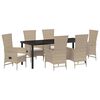 vidaXL Ensemble de salle &agrave; manger pour jardin 7 pc Beige polyrotin