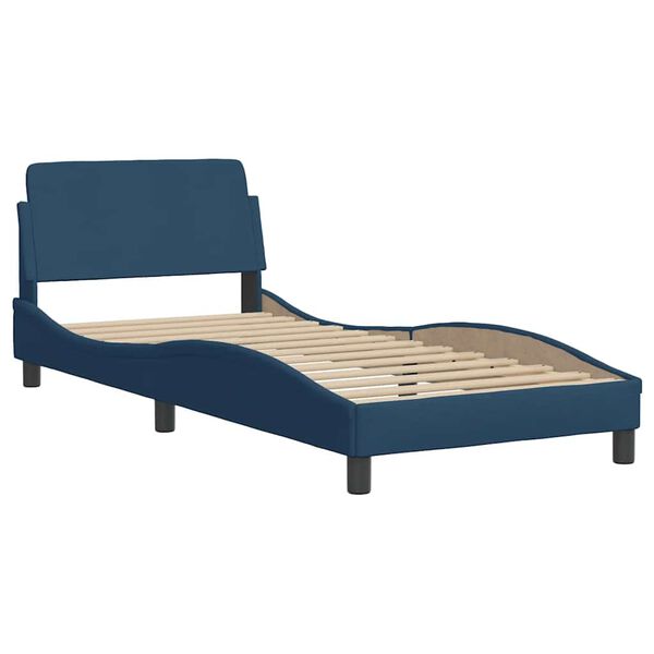 vidaXL Cadre de lit avec t&ecirc;te de lit Dover bleu 90x190 cm tissu