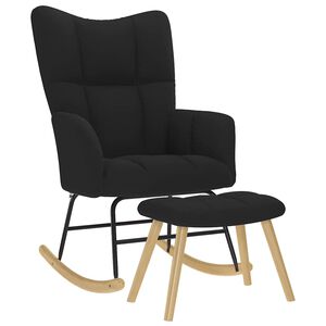 vidaXL Chaise &agrave; bascule avec repose-pied Noir Tissu
