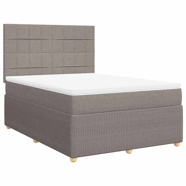 vidaXL Sommier &agrave; lattes de lit avec matelas Taupe 160x200 cm Tissu