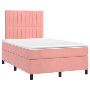 vidaXL Sommier &agrave; lattes de lit avec matelas rose 120x190 cm velours