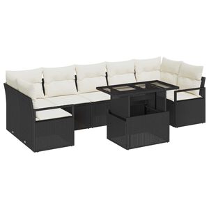 vidaXL Ensemble de canap&eacute; de jardin 8 pcs Noir Poly rotin