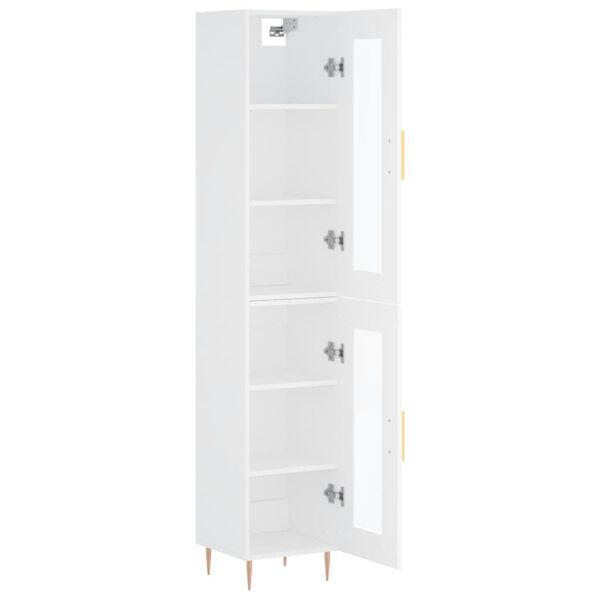 vidaXL Buffet haut Blanc 34,5x34x180 cm Bois d'ing&eacute;nierie