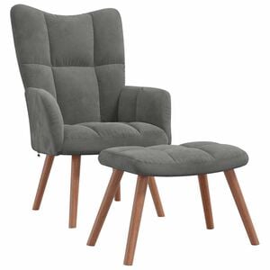 vidaXL Chaise de relaxation avec repose-pied Gris fonc&eacute; Velours