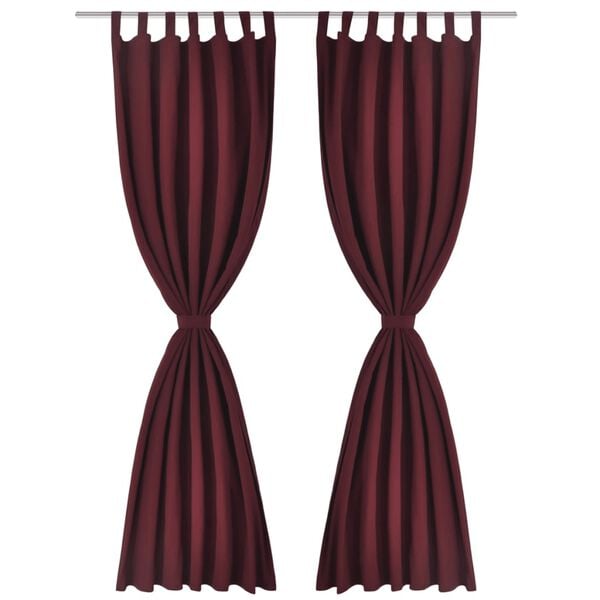 2 pcs Rideau &agrave; Passant Micro Satin Bordeaux 140 x 175 cm