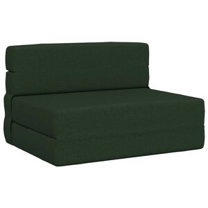 vidaXL Matelas de canap&eacute; pliable Vert fonc&eacute; 70 x 80 x 60 cm Tissu