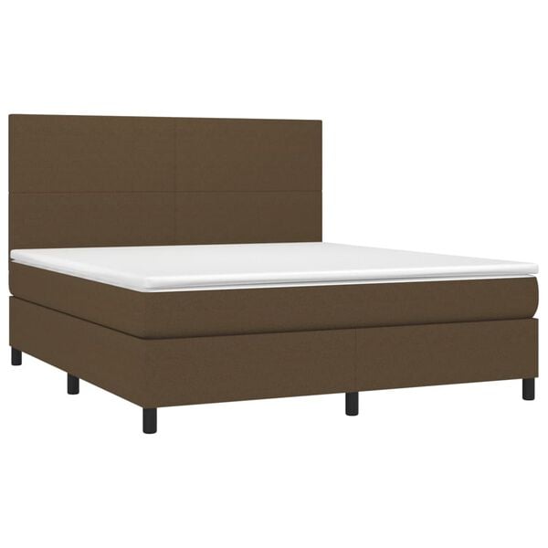 vidaXL Sommier &agrave; lattes de lit avec matelas Marron fonc&eacute; 180x200 cm